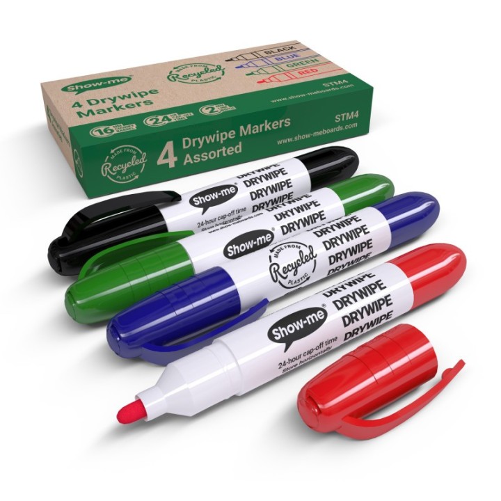 Show-me® Chunky Dry Erase Markers, Assorted, Box of 4