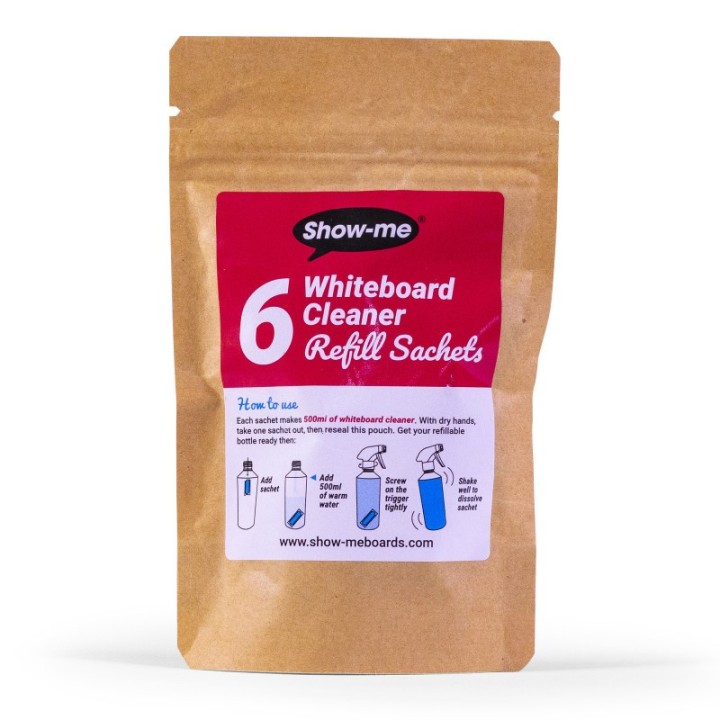 Show-me® Refillable Dry Erase Board Cleaner Sachets, Pack of 6