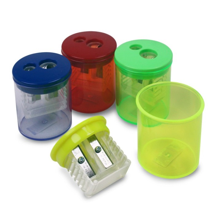 Eisen Two-Hole Pencil Sharpener with Receptacle, Assorted Colors, 1 Count