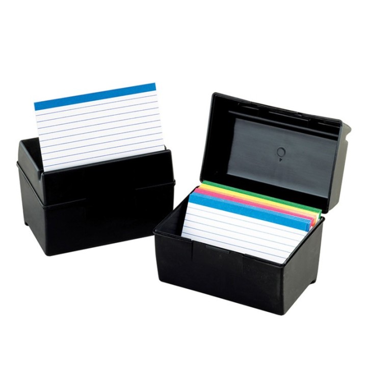 Oxford® Plastic Index Box, 3" x 5", 300 Card Capacity, Black