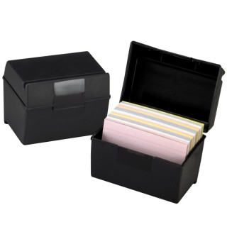 Oxford® Plastic Index Box, 4" x 6", 400 Card Capacity, Black