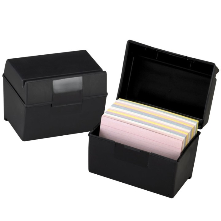 Oxford® Plastic Index Box, 4" x 6", 400 Card Capacity, Black