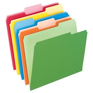 Pendaflex® Two-Tone Color File Folders, Letter Size, Assorted Colors, 1/3 Cut, Box of 100