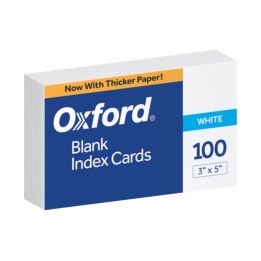 Oxford® Blank Index Cards, 3" x 5", White, Pack of 100