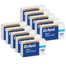 Oxford® Blank Index Cards, 3" x 5", White, 100 Per Pack, 10 Packs