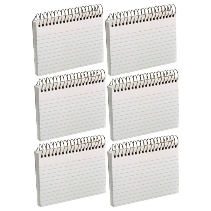 Oxford® Spiral Index Cards, 3" x 5", White, Ruled, 50 Per Pack, 6 Packs