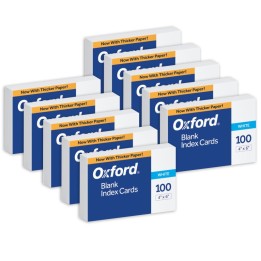 Oxford® Blank Index Cards, 4" x 6", White, 100 Per Pack, 10 Packs