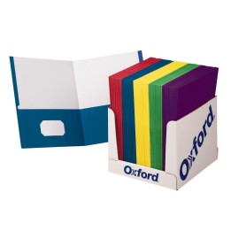 Oxford® 2-Pocket Portfolio Paper, Assorted Colors, Pack of 100