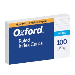 Oxford® Ruled Index Cards, 5" x 8", White, Pack of 100