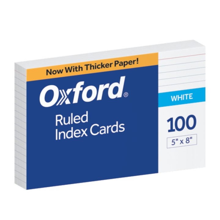 Oxford® Ruled Index Cards, 5" x 8", White, Pack of 100