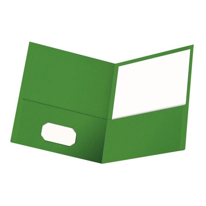 Oxford® Twin Pocket Folders, Green, 25 Per Box