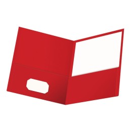 Oxford® Twin Pocket Folders, Red, 25 Per Box