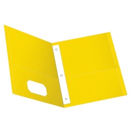 Oxford® Twin Pocket Folders with Fasteners, Letter Size, Yellow, Box of 25