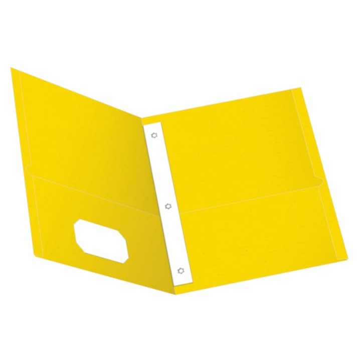 Oxford® Twin Pocket Folders with Fasteners, Letter Size, Yellow, Box of 25