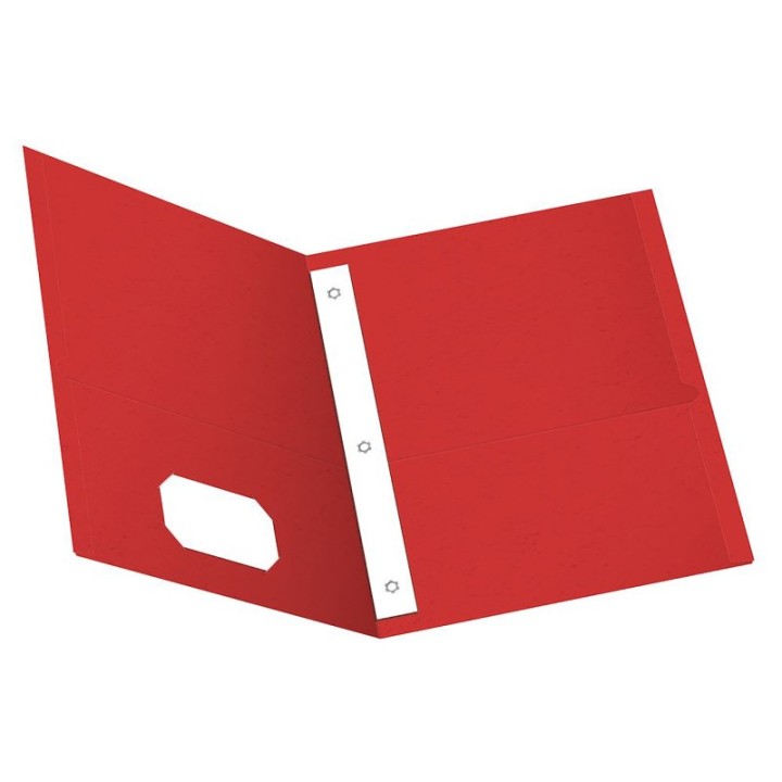 Oxford® Twin Pocket Folders with Fasteners, Red, Box of 25