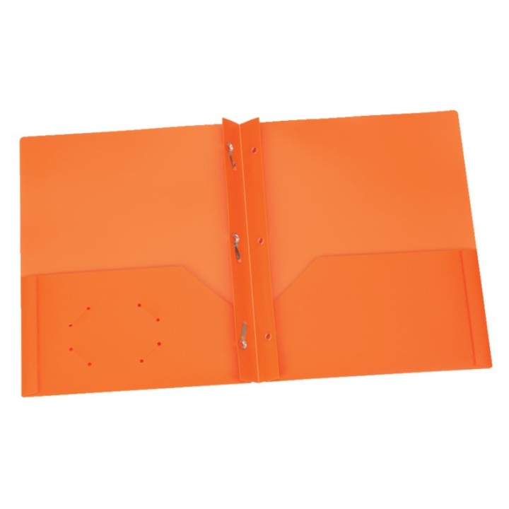 Oxford® Poly Two Pocket Portfolio with Prongs, Orange, Pack of 25