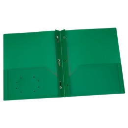 Oxford® Green Poly Two Pocket Portfolio with Prongs, Pack of 25