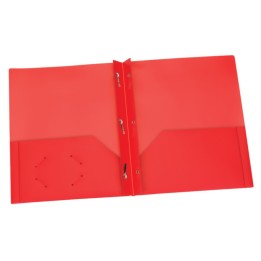 Oxford® Red Poly Two Pocket Portfolio with Prongs, Pack of 25