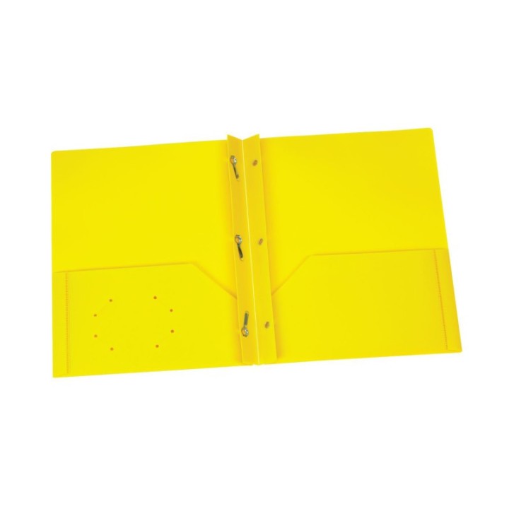 Oxford® Yellow Poly Two Pocket Portfolio with Prongs, Pack of 25