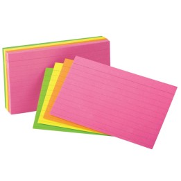 Oxford® Neon Index Cards, 4" x 6", Ruled, Assorted Colors, Pack of 100