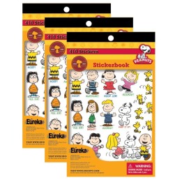 Eureka® Peanuts® Sticker Book, 410 Stickers, Pack of 3