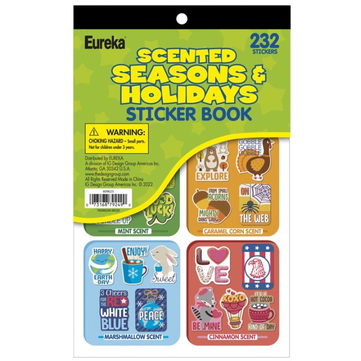 Eureka® Seasons & Holidays Scented Stickerbook, 232 Stickers