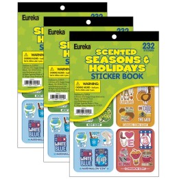 Eureka® Seasons & Holidays Scented Stickerbook, 232 Stickers Per Book, Pack of 3