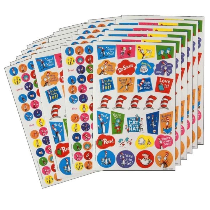 Eureka® Cat in the Hat™ Sticker Book, 536 Stickers Per Book, Pack of 6