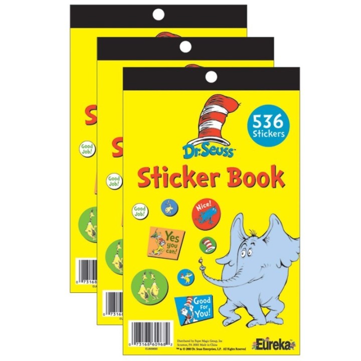 Eureka® Dr. Seuss™ Sticker Book, Pack of 3
