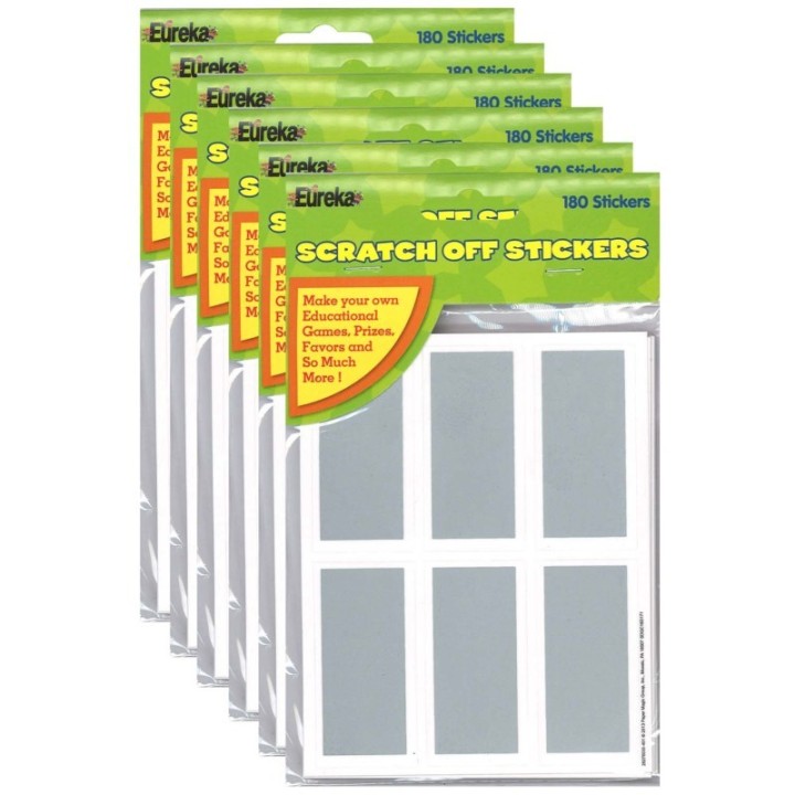 Eureka® Rectangles Scratch Off Stickers, 180 Per Pack, 6 Packs