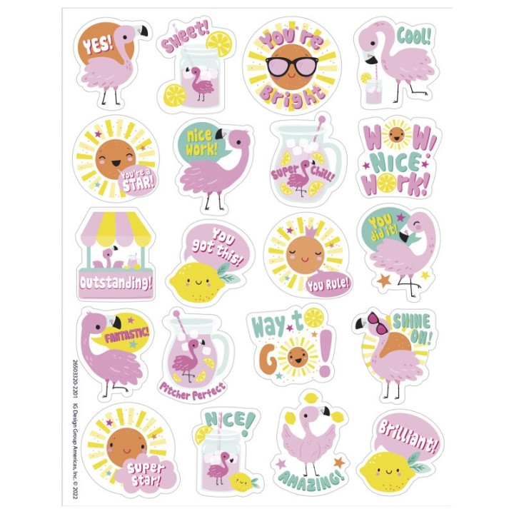 Eureka® Flamingo Strawberry Lemonade Scented Stickers, Pack of 80