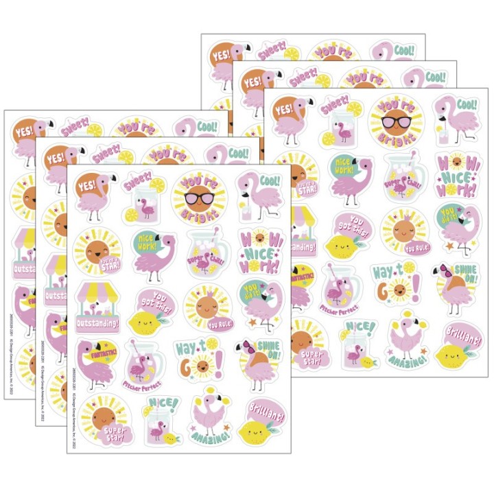 Eureka® Flamingo Strawberry Lemonade Scented Stickers, 80 Per Pack, 6 Packs