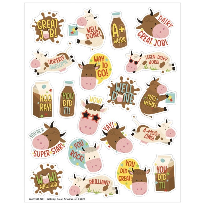 Eureka® Brown Cows Chocolate Milk Scented Stickers, Pack of 80