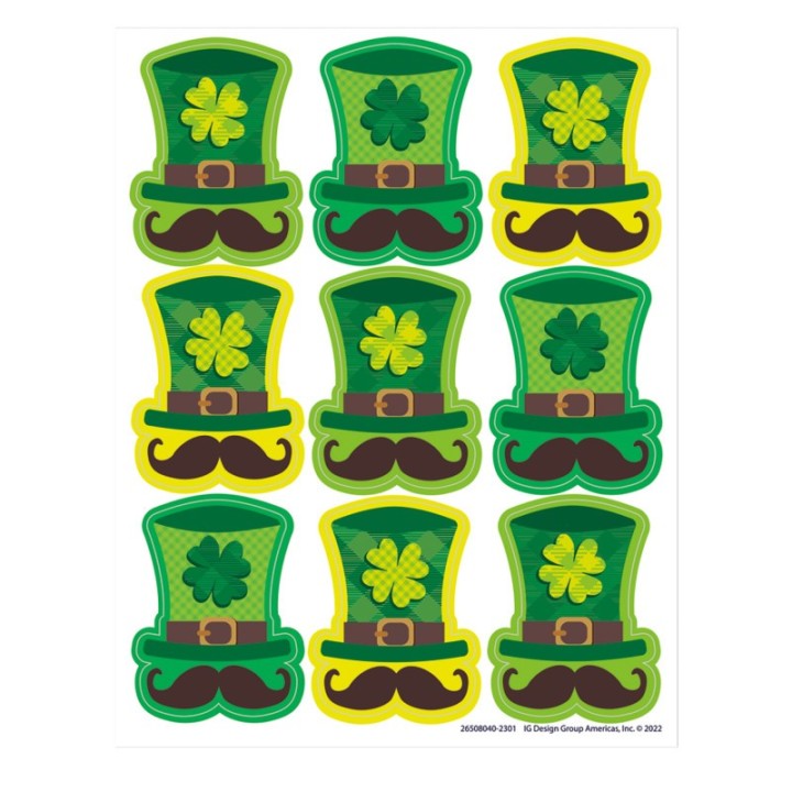 Eureka® St. Pat's Hats Giant Stickers, Pack of 36