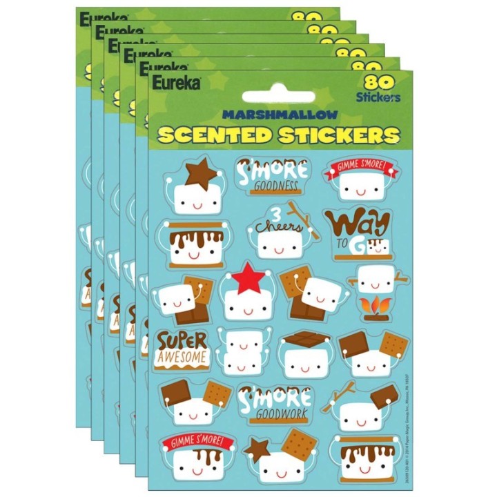 Eureka® Marshmallow Scented Stickers, 80 Per Pack, 6 Packs