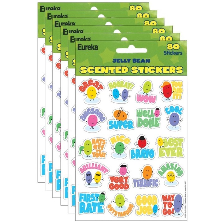 Eureka® Jelly Beans Scented Stickers, 80 Per Pack, 6 Packs
