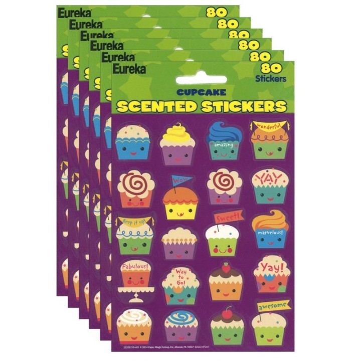 Eureka® Cupcake Scented Stickers, 80 Per Pack, 6 Packs