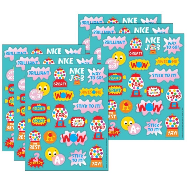 Eureka® Bubblegum Scented Stickers, 80 Per Pack, 6 Packs