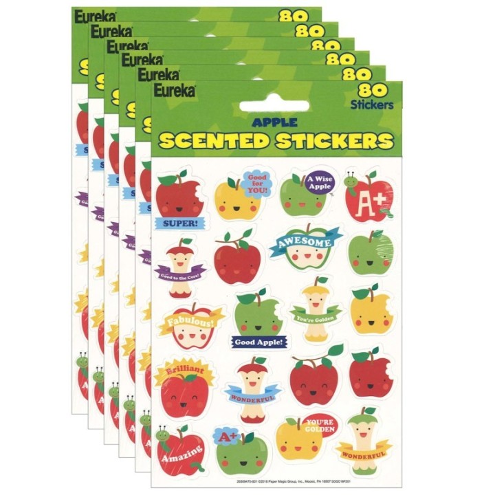 Eureka® Apple Scented Stickers, 80 Per Pack, 6 Packs