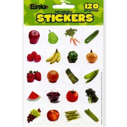 Eureka® Fruits & Vegetables Theme Stickers, Pack of 120