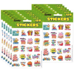 Eureka® Birthday Theme Stickers, 120 Per Pack, 12 Packs