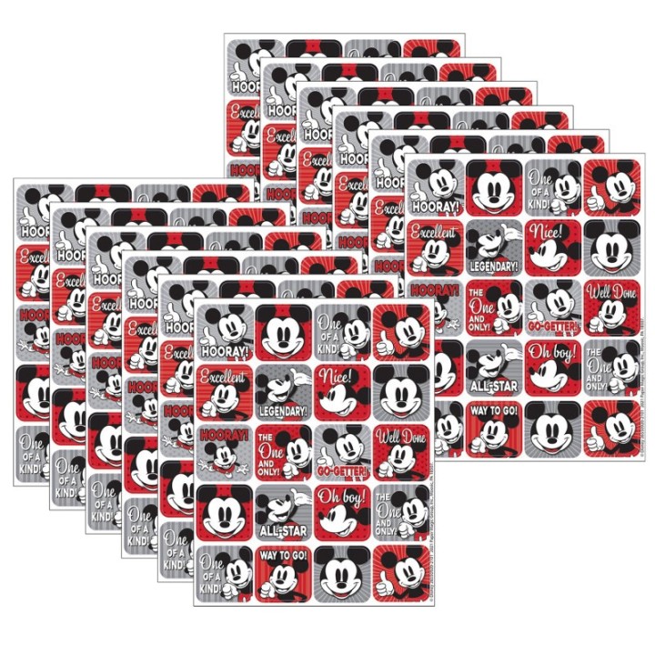 Eureka® Mickey Mouse® Throwback Theme Stickers, 120 Per Pack, 12 Packs