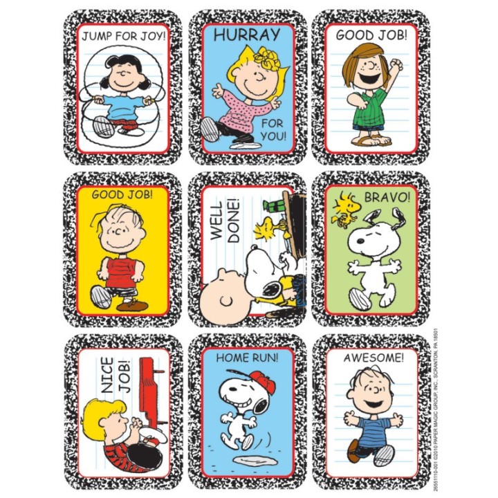 Eureka® Peanuts® Motivational Sticker, Pack of 36