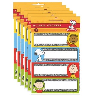 Eureka® Peanuts® Composition Label Stickers, 56 Per Pack, 6 Packs
