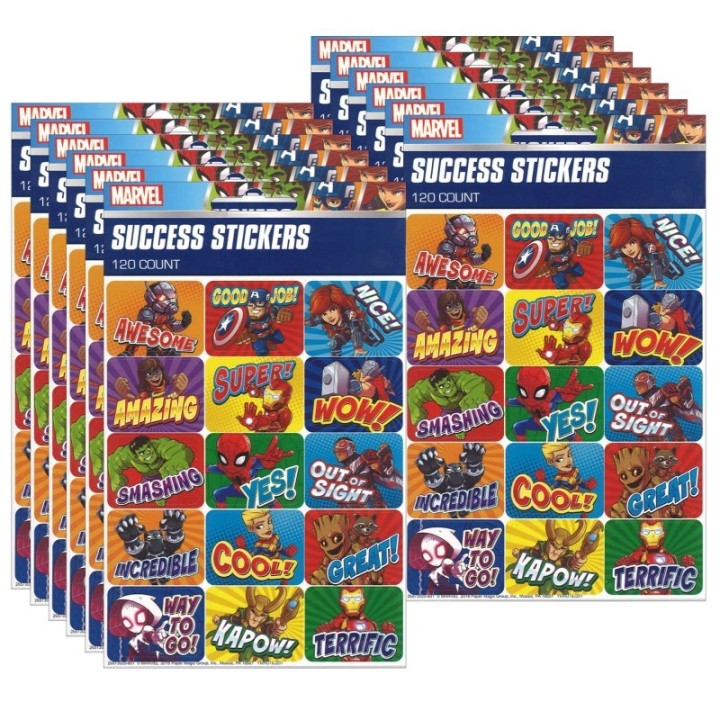 Eureka® Marvel™ Super Hero Adventure Success Stickers, 120 Per Pack, 12 Packs