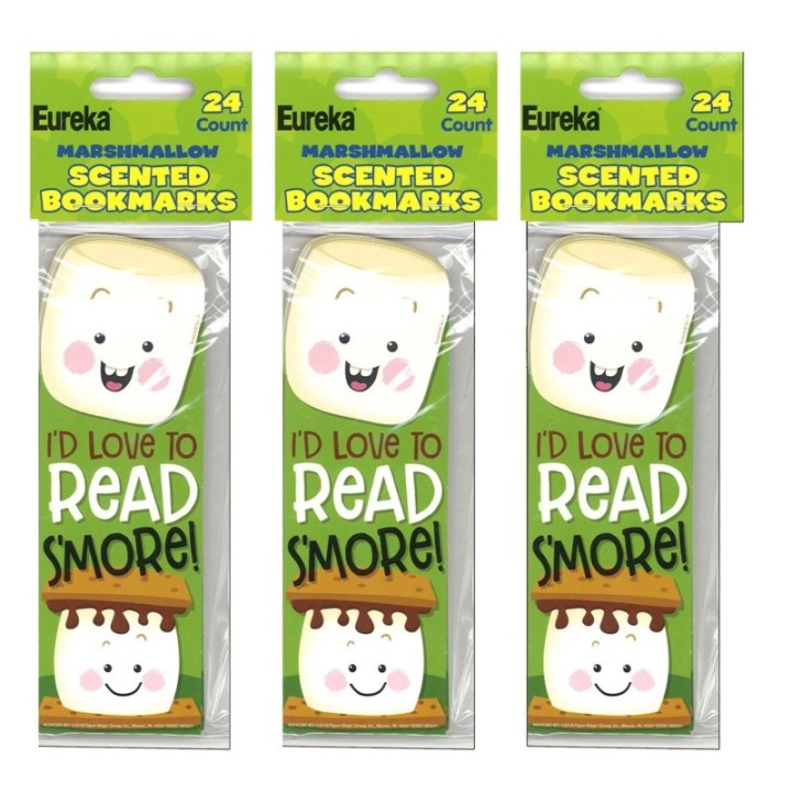 Eureka® Marshmallow Scented Bookmarks, 24 Per Pack, 3 Packs