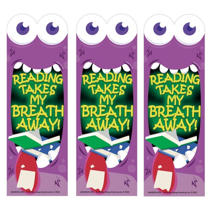 Eureka® Reading Takes My Breath Away Monster Breath Scented Bookmarks, 24 Per Pack, 3 Packs