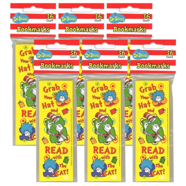 Eureka® Dr. Seuss™ Grab Your Hat Bookmarks, 36 Per Pack, 6 Packs