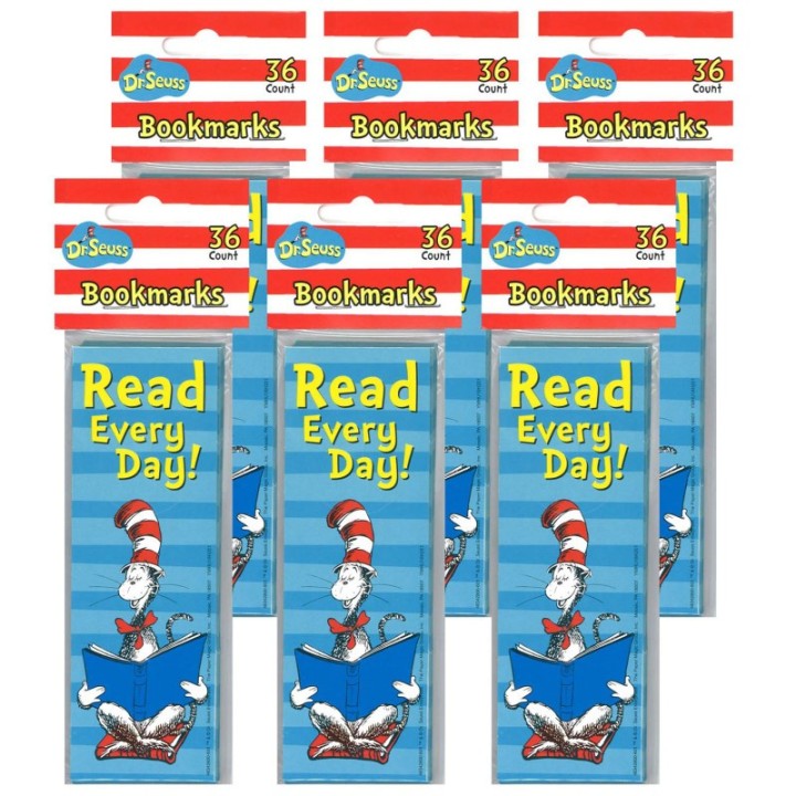 Eureka® Cat in the Hat™ Read Every Day Bookmarks, 36 Per Pack, 6 Packs
