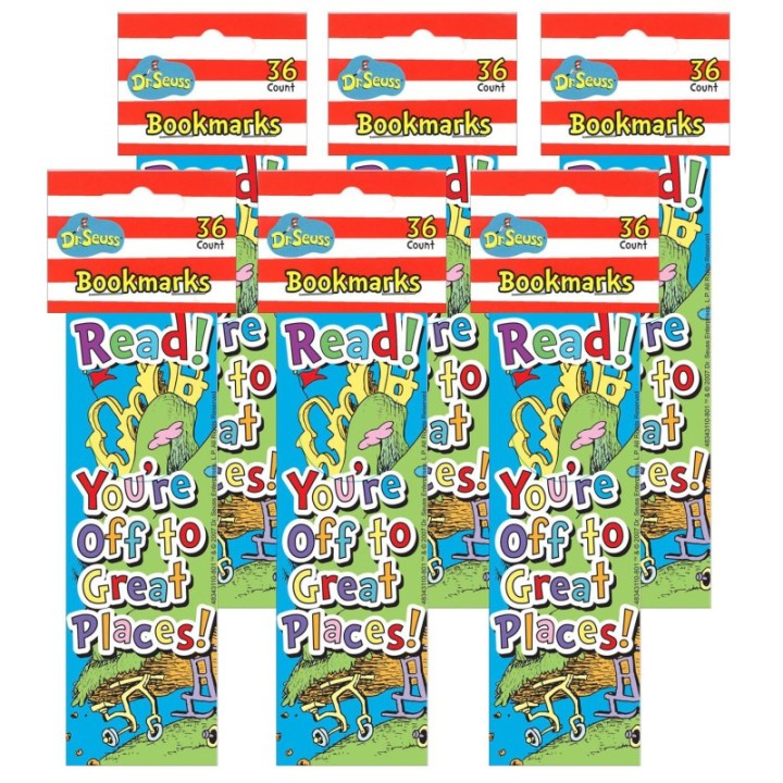 Eureka® Dr. Seuss™ Oh, The Places... Bookmarks, 36 Per Pack, 6 Packs